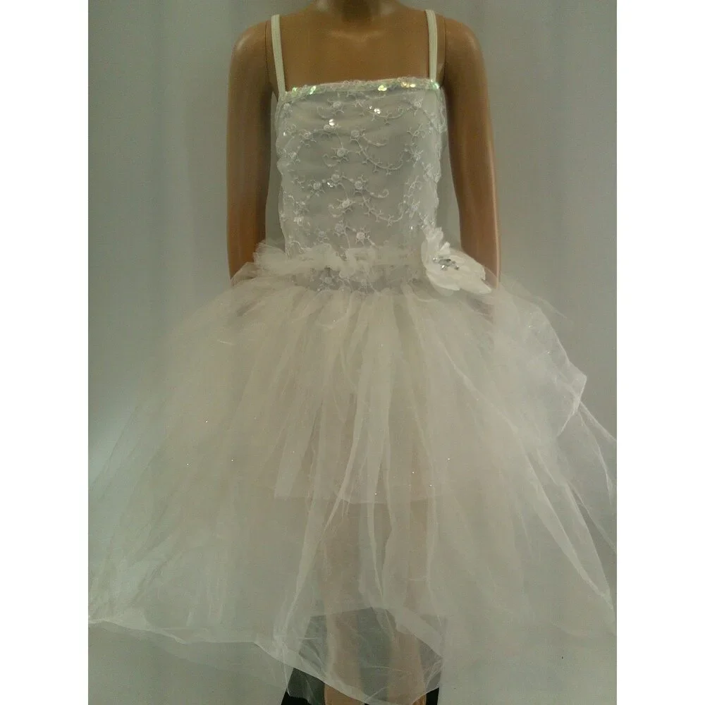 Pre-Owned Dance Costume Ballet Small Child White Curtain Call E352 Sparkle Tutu